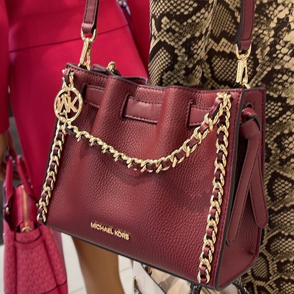 Michael Kors Women's Mina Small Belted Chain Crossbody Shoulder Dark Cherry 
NWT - Picture 1 of 16